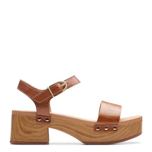 Clarks Women's, Sivanne Bay Sandal, 9.5, Tan Interest Leather2