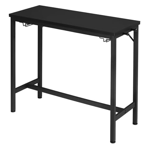 eSituro Black Bar Table with Glass Holders Cover