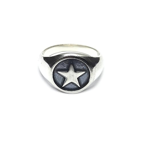 Bague pour homme en argent 925 véritable avec étoile ciselée de haute joaillerie