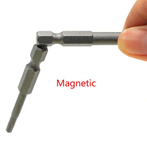COMOK 10pcs 50mm Long 1/4 Inch Hex Shank T8 Torx Head Magnetic Screw Driver Bit Set Security Tamper Proof Star 6 Point Screwdriver Kit Tools