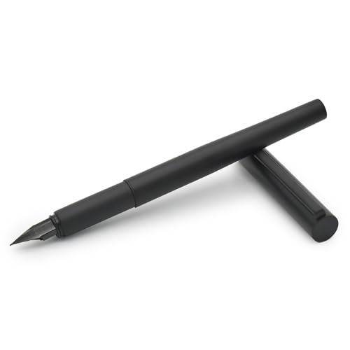 BUZZ COOL Czarny metalowy korpus pióro wieczne z konwerterem do wkładu atramentowego, cienka stalówka 0,5 mm
