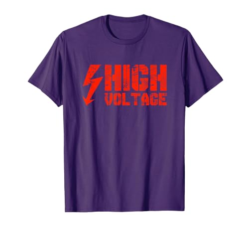 Danger Warning Electricity | High Voltage Helloween Costume T-Shirt, Men, Purple, X-Large