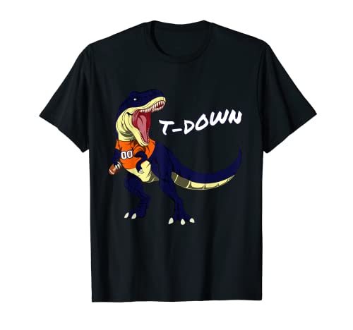 Denver Dinosaur T Rex Football Touchdown Bambini Ragazzi Ragazze Maglietta