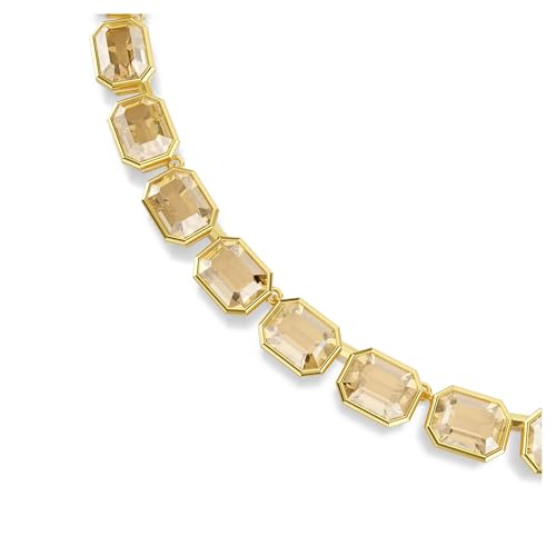 Swarovski Millenia Tennis necklace, Octagon cut, Yellow, Gold-tone plated4