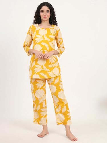 Image of Pinkmint Women's Pure Cotton Co Ord Set l Kurta Sets for Women |Kurta Sets| Printed Kurta with Pant l Stylish Pocket & 3 /4 Sleeve Women Co-ord Set (Avaiable in Plus size)