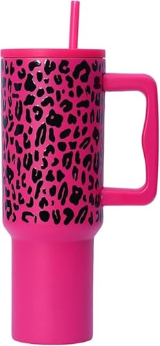 MLTUN MAKAN ホーム&キッチン製品:グラデーションハイヒール40オンス車用ハンドル付きカップ、大容量304ステンレス製断熱アイスカップ、高性能冷水ボトル。自宅で簡単に冷たい飲料水を作り、毎日の水分補給をより快適に。 (1200ml,ローズレッドヒ