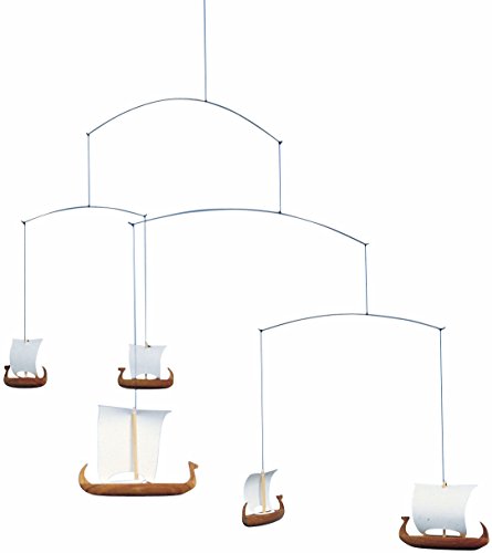 Flensted Mobiles Viking s 5 Hanging Mobile - 26 Inches - Teak