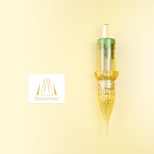 BIOMASER Tattoo Needles 1RL Tattoo Cartridge Needles Single Needle Tattoo Cartridges for Tattooing 20 Count Round Liner with Membrane for Rotary Tattoo Gun Pen Machine Tattoo Supplies（1201RL)
