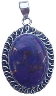 Purple Copper Turquoise Pendant, 925 Sterling Silver Pendant, Purple Stone Pendant, Oval Shape Stone Pendant, Casual Wear Pendant, Copper Designer Pendant, December Birthstone Pendant, Christmas Gift Pendant, Artisan Handcrafted Pendant