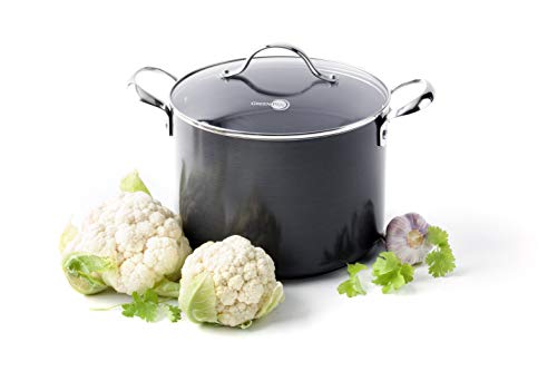 GreenPan Stockpot with Lid, Non Stick, Toxin Free Ceramic Stock Pot - Induction & Oven Safe 24 cm/7.6 Litre, Black 8 Gallery Image