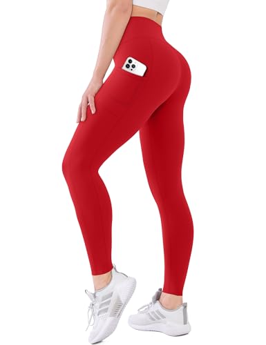 Image of High Waisted Leggings with Pockets for Women Buttery Soft Full Length Capri Workout Yoga Pants Compression Pants