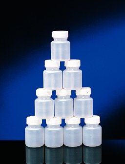 Qorpak PLC-06146 HDPE Collared Wide Mouth Round Bottle with 89-400 White Polypropylene SturdeeSeal, Polyethylene Foam Lined Cap, 128 oz, Natural (Pack of 60)