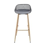 HOME DECO FACTORY, HDO7286, Lote de 2 taburetes de Bar Málaga Gris, Muebles, Muebles de Exterior, Asiento Exterior, 45,5 x 88 x 47,6 cm, Altura del Asiento 76 cm, Gris marrón