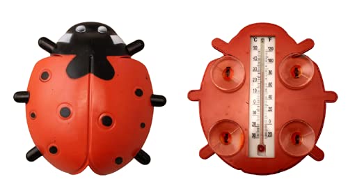 Insect Shape Window Thermometer with Suction Cups Indoor Outdoor (Lady Bug)