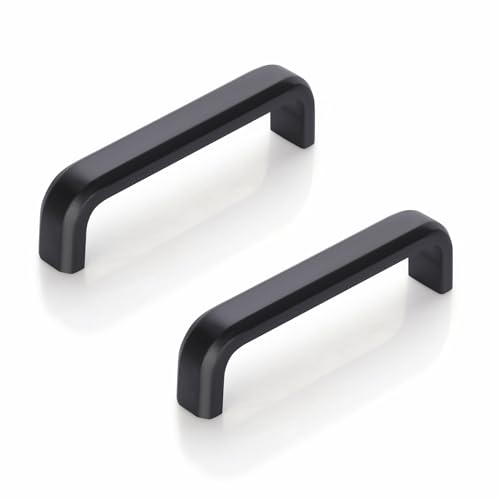 Image of LAPO 4 Inch Black Pull Handles for Kitchen Cabinets & Drawers, Sleek Window Drawer Handles for Almirah and Cupboard (Black Finish, Pack of 6)