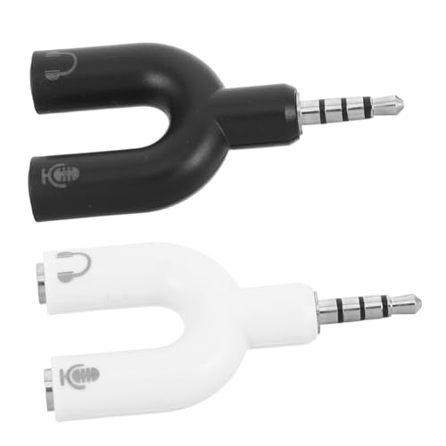GALPADA 2 Piezas Adaptador Divisor de Audio Y-Shape Convertidor de Auriculares Doble para Compartir Sonido Compatible con Teléfonos y Dispositivos Estéreo Pack Blanco y Negro