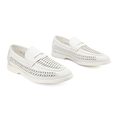 Image of Meijiana Men's Genuine Leather Loafers Slip-On Moccasins Suede Dress Shoes, Lightweight and Breathable with Rubber Sole Stylish Mens Loafers