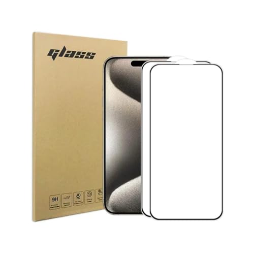 Image of 9H Tempered Glass Screen Protector for iPhone 15 - Anti-Scratch, HD Clear, Bubble Free, White Edge | Pack of 10