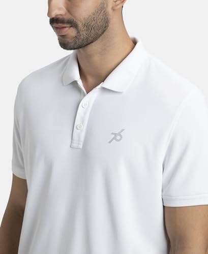 Image of Jockey AM38 Men's Microfiber Fabric Solid Half Sleeve Polo T-Shirt with StayDry & StayFresh Technology