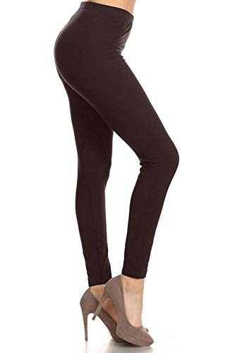 Image of Leggings Depot Women's High Waist Leggings Soft 1 inch Waistband Solid Pants - Regular, Plus, 1X3X, 3X5X