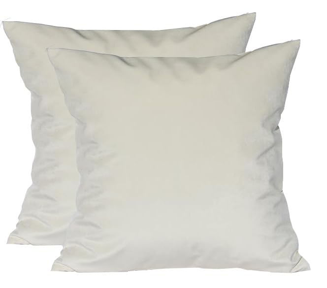 TangDepot Pack of 2 Solid Velvet Throw Pillow Covers, Cushion Shams, Super Luxury Soft Pillow Cases, Square Pillow Shells - (16x16 Inch 2 Pieces, White)