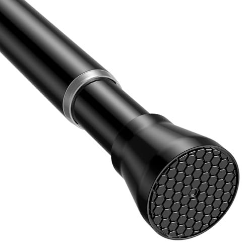 ZipGlo Tringle à rideau de douche extensible de 115 à 195 cm pour salle de bain, fenêtre, penderie, sans perçage, noire, 1 pièce, diamètre : 22 mm