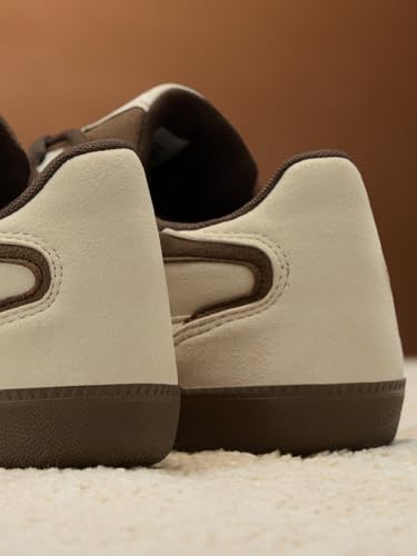 Image of The Souled Store Kanso V2: Beige Women and Girls Low Top Sneakers | Beige & Dark Brown Premium Suede Trainer with Cushioned Insole, Padded Ankle Support & Durable Outsole