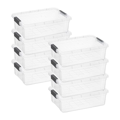 Image of Superio Storage Bins with Lids, Clear Plastic Containers for Organizing, Stackable Totes, BPA Free, Odor Free, Organizer Boxes for Home, and Dorm (8 Pack, 22.75 Qt)