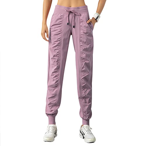 Pantalon de survêtement pour femme avec cordon de serrage à la taille pour la gym, l'entraînement, le sport, le jogging, violet clair, 34-36 Cover