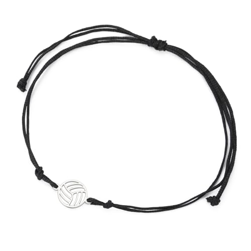 TEAMER Zierliches Volleyball Armband Edelstahl Volleyball Wachs Seil Armband Mode Sport Ball Schmuck Sportler Trainer Volleyball Liebhaber (silber)