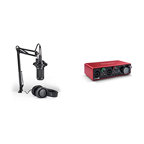 Audio-Technica AT2035PK Vocal Microphone Pack, Black & Focusrite Scarlett 2i2 (3rd Gen) USB Audio Interface with Pro Tools | First