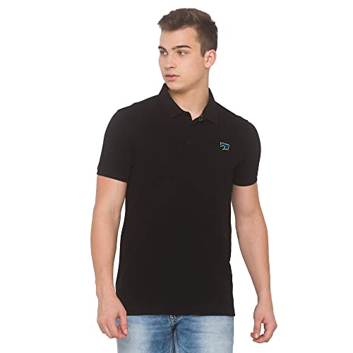 Image of Spykar Men's Embellished Slim Fit Polo T-Shirt