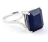 Arenaworld - Anillo de compromiso con piedra de zafiro azul con certificado natural en forma de octágono para mujer o hombre