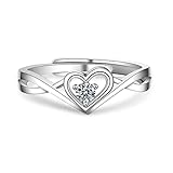 Bellitia Jewelry 婚約指輪 レディース フリーサイズリング ハート デザイン シンプル メッキ工芸 銅 ホワイト ジルコニア 宝石 欧米風 女性 銀色
