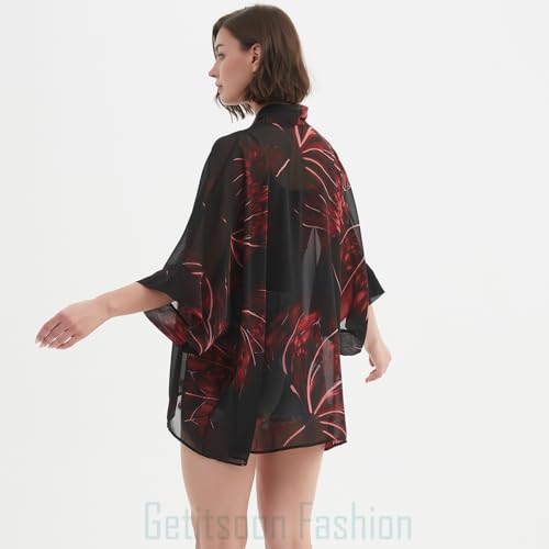 Kimono de gasa bohemio para cubrir el bikini de forma elegante y disimular imperfecciones 5