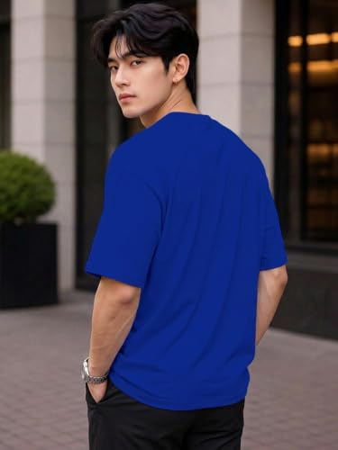 Image of LEOTUDE Men's Half Sleeve Round Neck Cottonblend Graphic Print Oversized Tshirt for Man