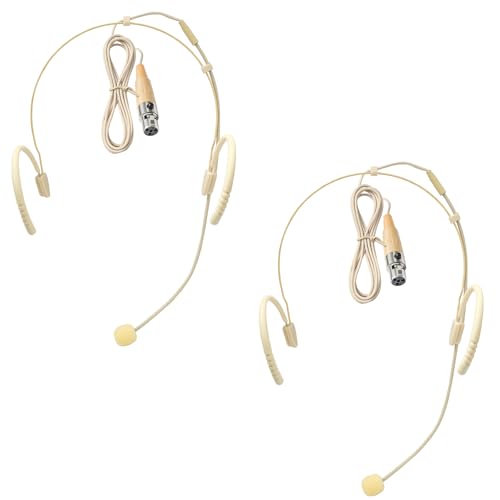 Headset Headworn Microphone Two Earset Over Ear Hanging Mic Mini XLR 4 Pin TA4F Plug for Shure,Silicone Earhook,1.5m Cable Work for Stage,Lectures,Live Performance,Theater