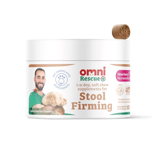 OMNI Dog Supplements - Stool Firming One-a-Day Dog Chews, Vet Grade Potency Supplement with Inulin, Kaolin & Bacillus Velezensis with Pre & Probiotic Support for Digestive Health, Medium Dog 15-35 Kg