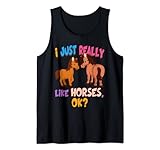 maglietta divertente a forma di cavallo i just really like horses ok canotta