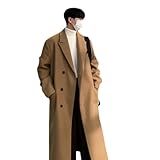 [YJSO] L チェスターコート メンズ ロングコート ブラウン トレンチコート 厚手 アウター ビジネス コート 無地 ロング丈 ゆったり 防寒 秋冬 ファッション 暖かい ロング ジャケット 通勤 通学 秋服 秋 冬 冬服 オシャレ シンプル 無地