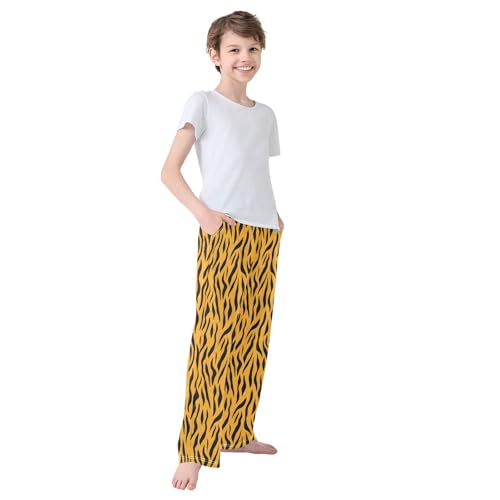 Pajama Pants Sleep Pants Soft Elastic Waist Pajama Lounge Pants Tiger Skin for 6-14 Years Old 7