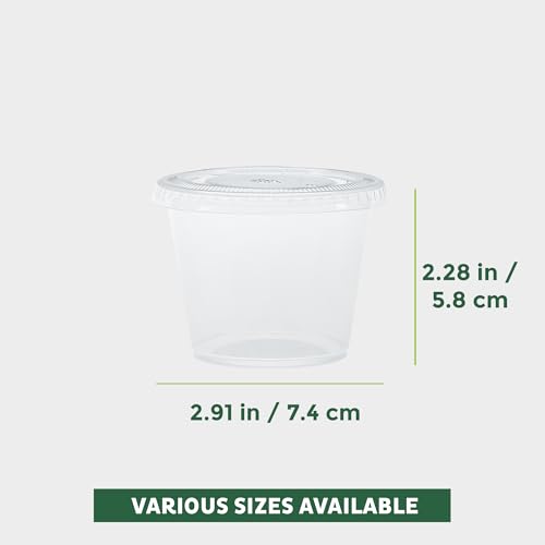 Freshware YH-5CUP100 Portion Lids [5.5-Ounce, 100 Sets] -Souffle Sampling, Sauce, Snack, Dressing, Jello Shot Cups, Plastic Containers, BPA Free, Polypropylene, 5 oz