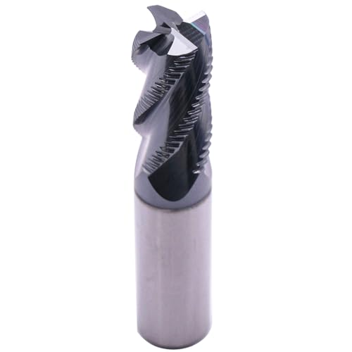 Image of 4 Flute Solid Carbide Roughing End Mill(1Pc, 5 /8 inch), ALCrSiN Nano Coated | 35 Helix, 5 /8 inch Cutting Dia, 5 /8 inch Shank Dia, 1-1 /4 inch LOC, 3-1 /4 inch OAL, for Milling Alloy Steel, Carbon Steel, Cast Iron