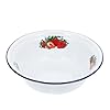 BESTonZON Enamel Basin Enamel Bowl Large Enamel Mixing Bowl White Enamelware with Blue Rim Old Fashioned Enamelware Vintage Mixing Bowl Vintage Enamel Soup Basin for Fruit Salad Pasta Dinner