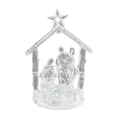 Geavonyg LED Light Acrylic Manger Manger Escena Elegante Say NATIA DE Natividad DESDIMENTOS Clear Pieces Decoración La Decoración del Hogar Navidad