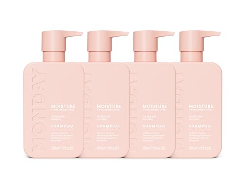 MONDAY Haircare 4 x 350 ml MOISTURE Shampoo with Hyaluronic Acid & Shea Butter for Dry & Dull Hair