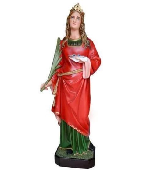 Generico ArteSacraCaravaggio Statua di Santa Lucia cm 107 (42,12 inches) in resina decorata a mano di produzione artigianale italiana