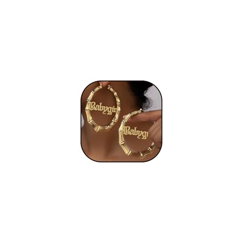 Gold Silver Plated Big Bamboo Hoop Earrings for Women 80s 90s Outfits for Women Hip-Pop Style Party Jewelry Gifts (B:90mm Gold)