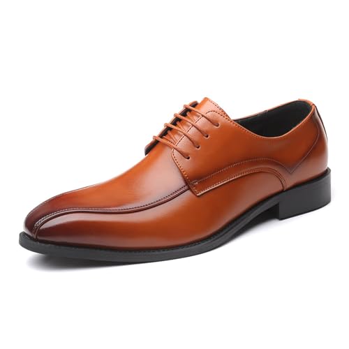 Men's Comfort Dress Shoes Classic Round-Toe Low Top Block High Heel Shoes Business Formal Wedding Shoes