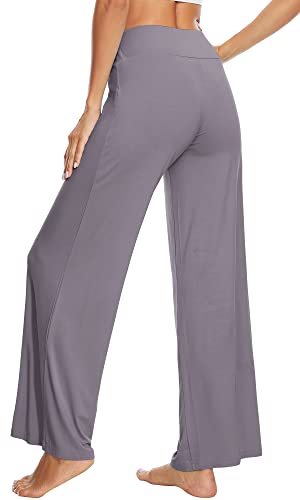 Wiwi Bamboo Pajama Pants For Women Plus Size Pajamas Bottoms Wide Leg Lounge Sweatpants Soft Pj Sleep Pant S-4X, Purplish Grey, X-Large #TOP1